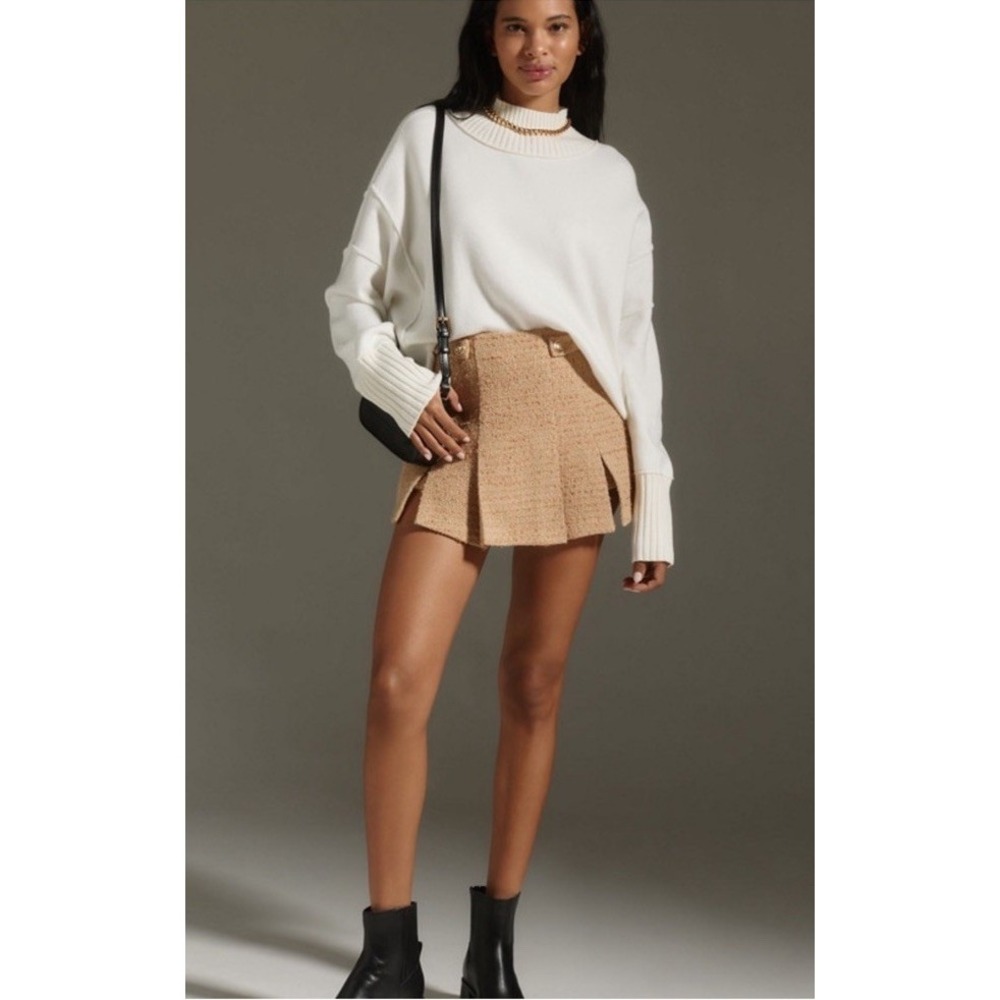 Anthropologie Maeve The Logan Mock Neck Ivory Sweater Woman's Size Large